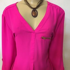 Tacera Pink Tunic Shirt Women’s XL V-neck